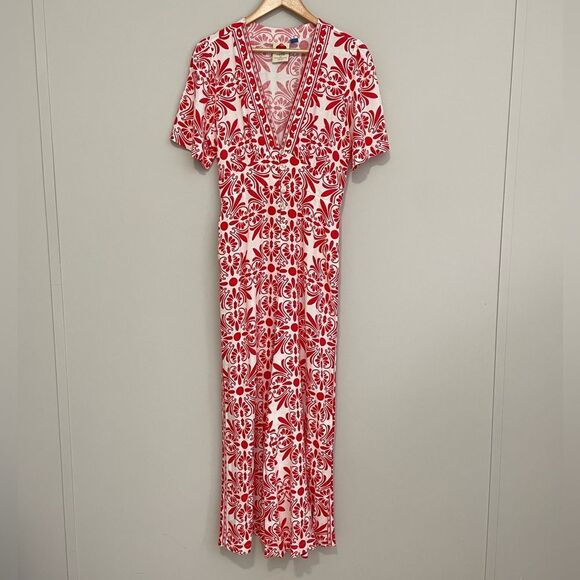 Anthropologie Farm Rio Carmina Linen Blend Wide leg Jumpsuit - Picture 2 of 5